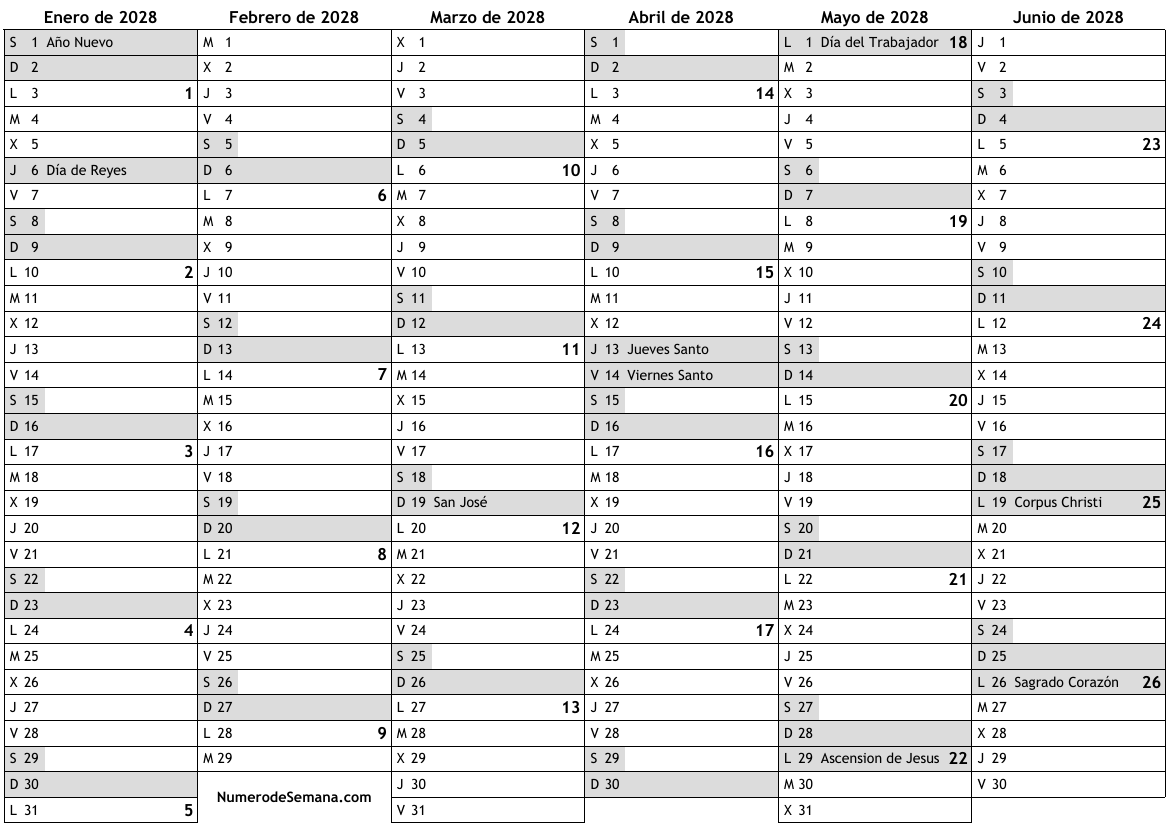 Calendario Para Con D As Festivos E N Meros De Semana Almanaques