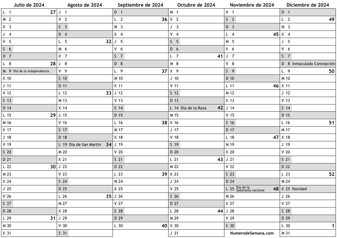 Calendario Anual 2024