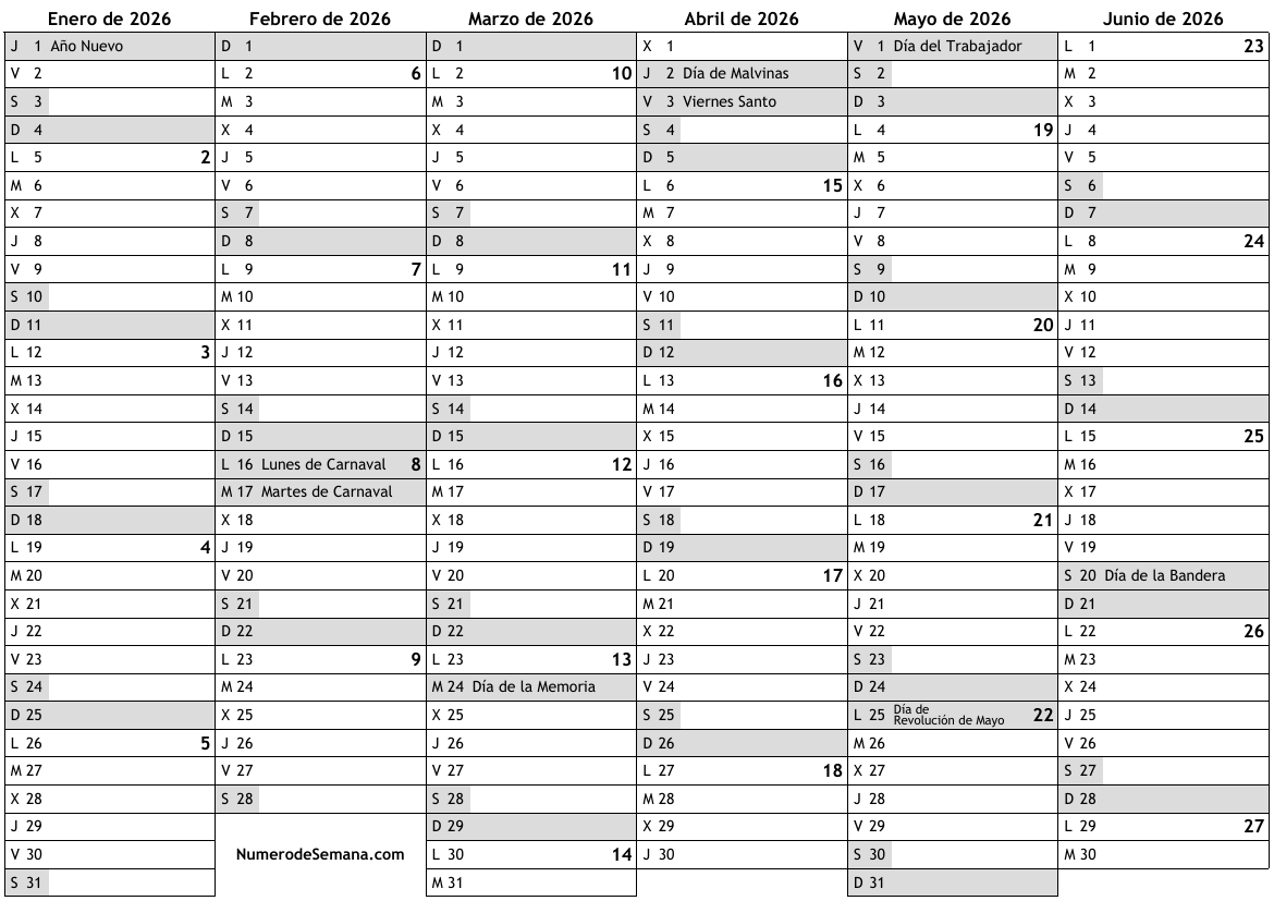 Calendario para 2026 con días festivos e números de semana … almanaques, online calendario anual 