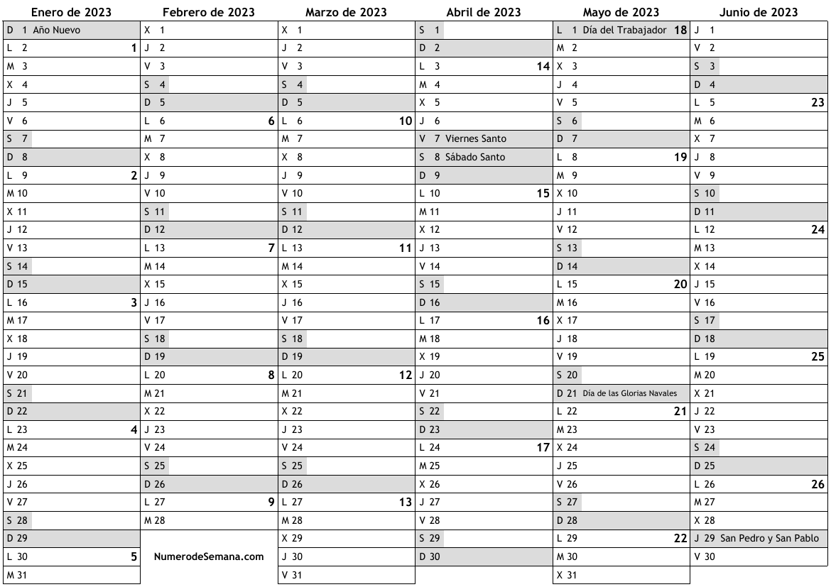 Calendario Para 2023 Con Días Festivos E Números De Semana Almanaques Online Calendario Anual 7783